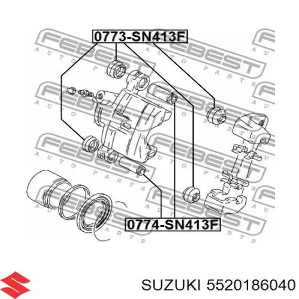 5520186040 Suzuki пыльник направляющей суппорта тормозного переднего