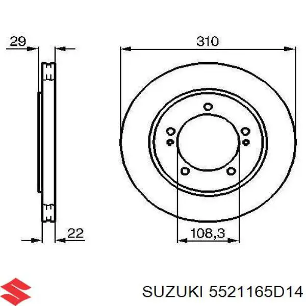 Тормоз дисковый передний Suzuki 5521165D14 цена, от 34.99 USD