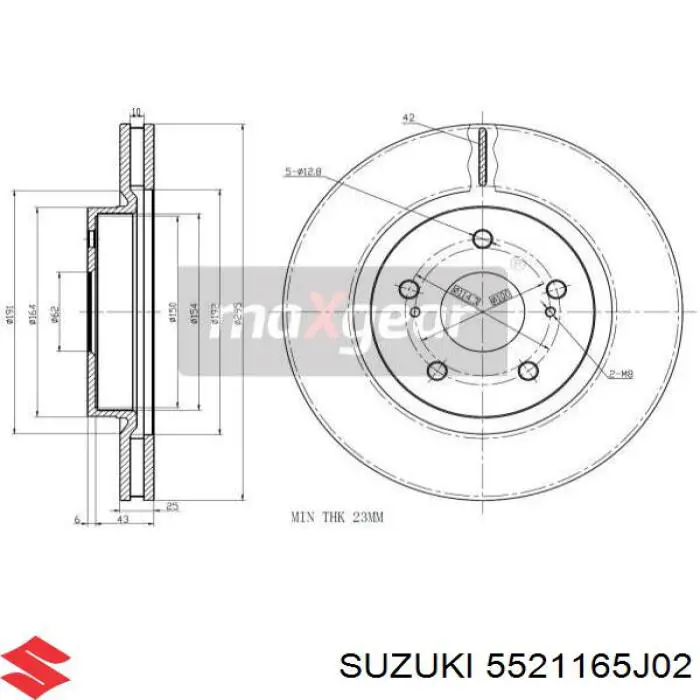 Передние тормозные диски 5521165J02 Suzuki