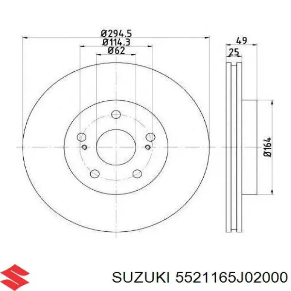 Передние тормозные диски 5521165J02000 Suzuki