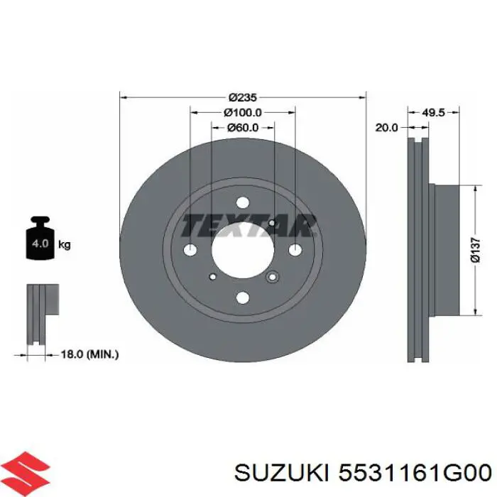 5531161G00 Suzuki тормозные диски