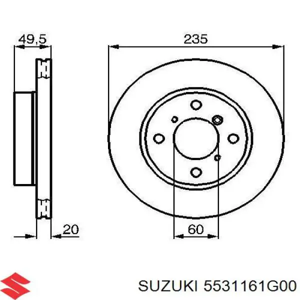 Тормоз дисковый передний Suzuki 5531161G00 цена, от 25.47 USD