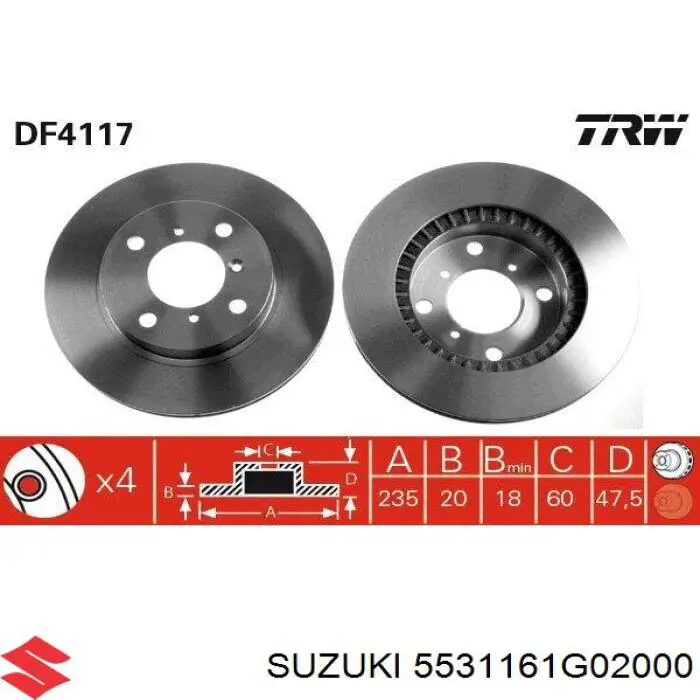 55311-61G02-000 Suzuki диск тормозной передний