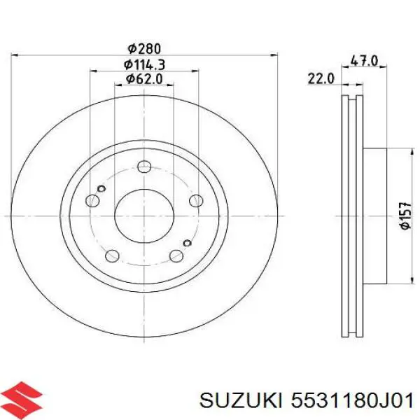 Передние тормозные диски 5531180J01 Suzuki