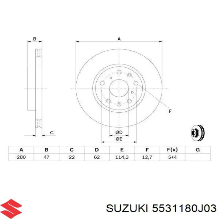 5531180J03 Suzuki Диск тормозной передний
