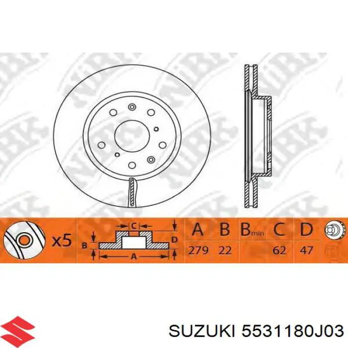Купить 5531180J03 Suzuki Ротор тормозной