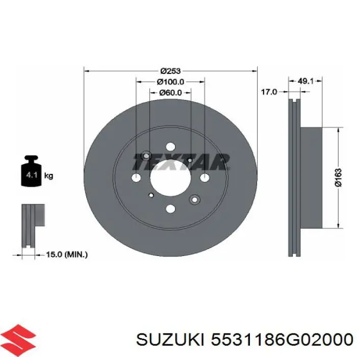 Тормоз дисковый передний Suzuki 5531186G02000 цена, от 28.60 USD