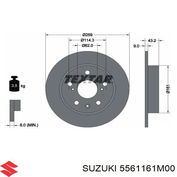 Тормозные диски 5561161M00 Suzuki