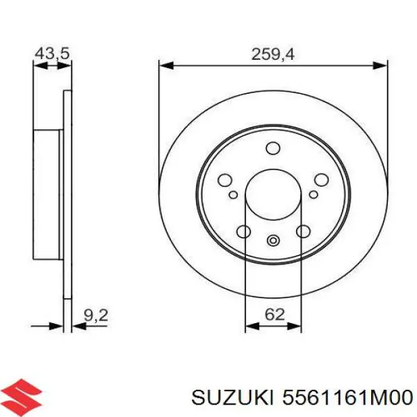 Купить 5561161M00 Suzuki Диск тормозной задний