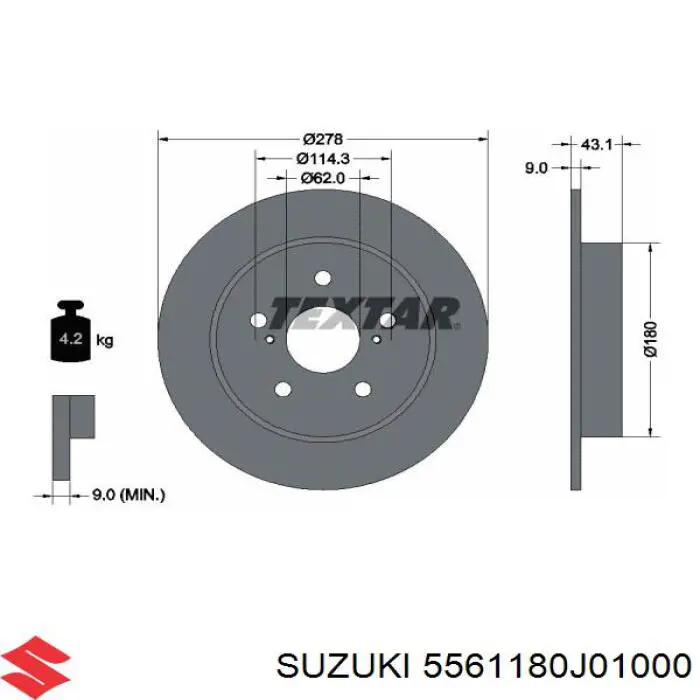 5561180J01000 Suzuki тормозные диски