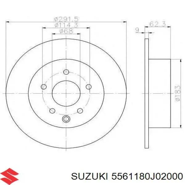 Купить 5561180J02000 Suzuki Диск тормозной задний