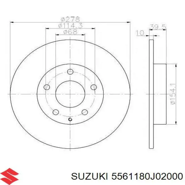 Задний тормозной диск Suzuki 5561180J02000 цена, от 31.39 USD