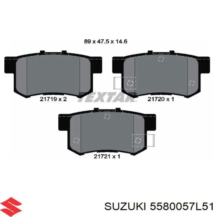 Задние тормозные колодки 5580057L51 Suzuki