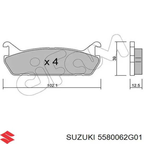 Задние тормозные колодки 5580062G01 Suzuki