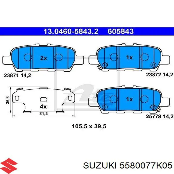 5580077K05 Suzuki Колодки тормозные дисковые комплект