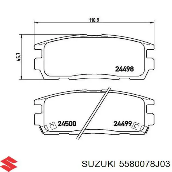 Задние тормозные колодки 5580078J03 Suzuki