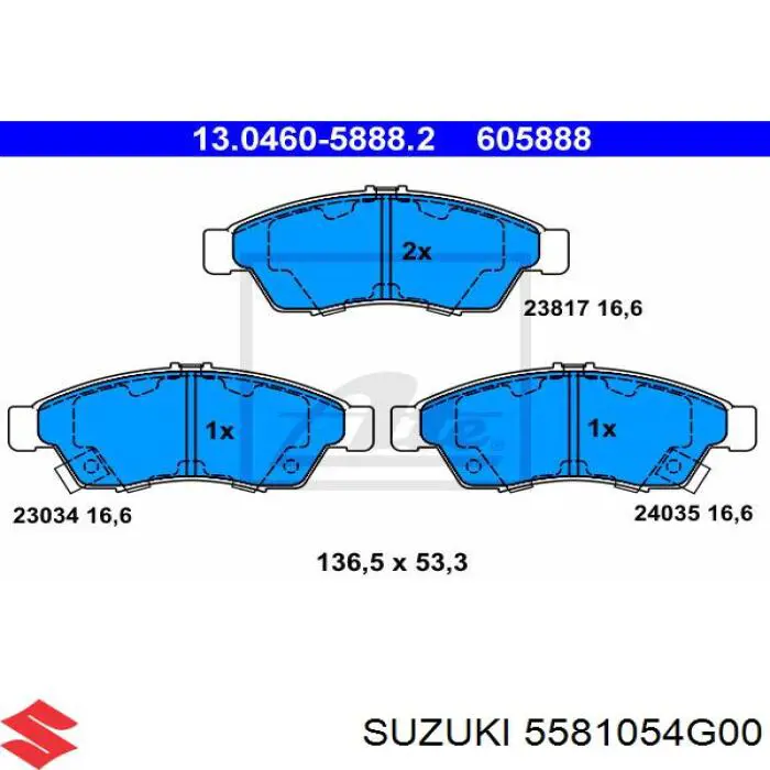 Купить 5581054G00 Suzuki Колодки тормозные