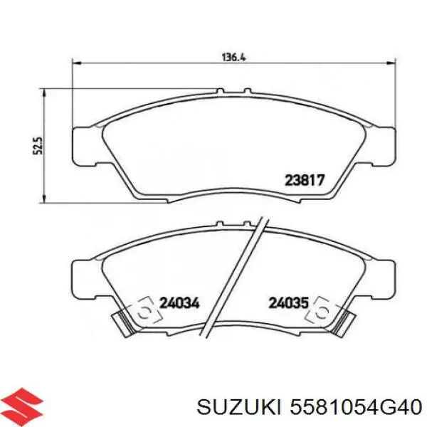 Купить 5581054G40 Suzuki Колодки тормозные