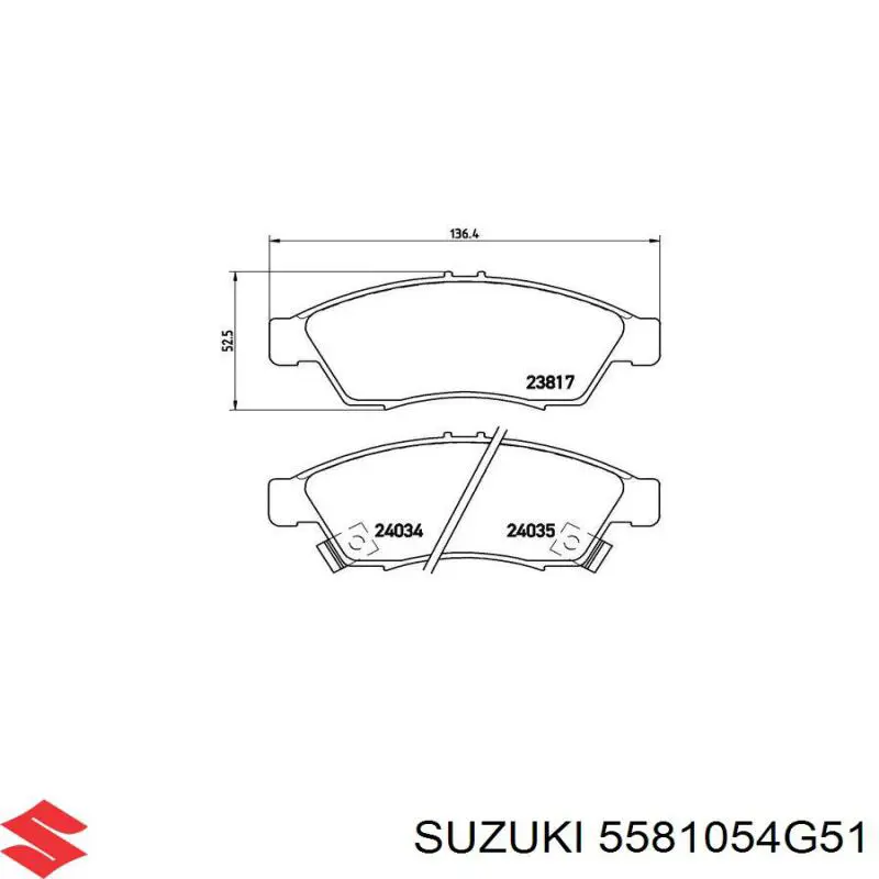 Купить 5581054G51 Suzuki Колодки тормозные