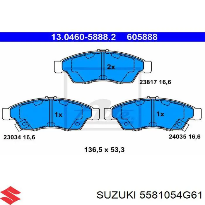 Купить 5581054G61 Suzuki Колодки тормозные
