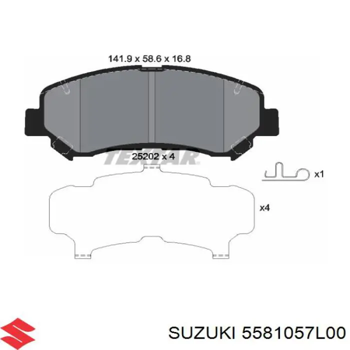 Передние тормозные колодки 5581057L00 Suzuki