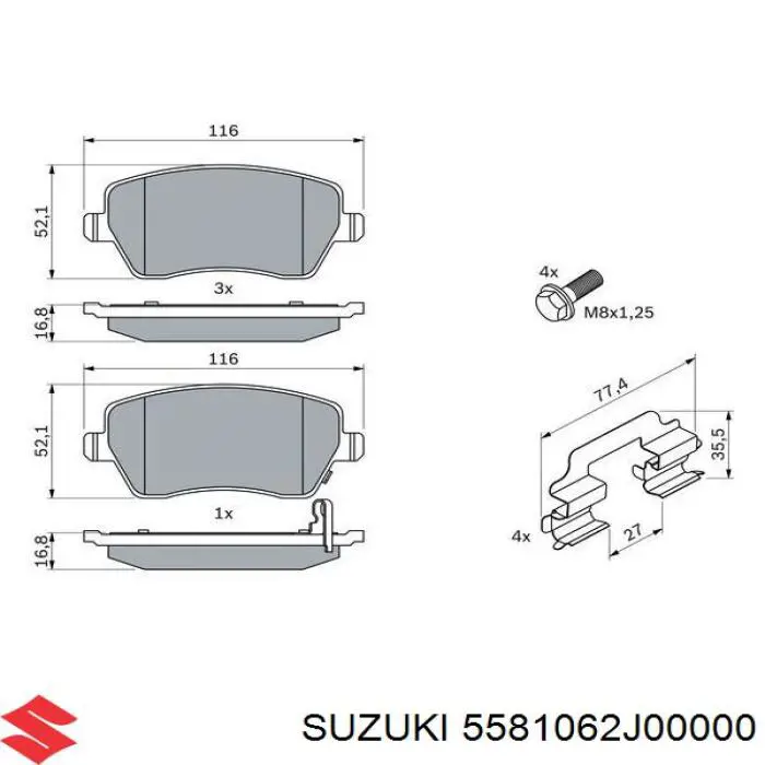 Передние тормозные колодки 5581062J00000 Suzuki