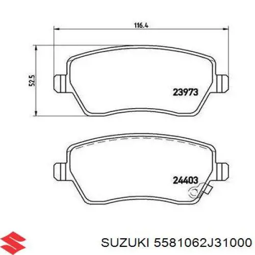 55810-62J31-000 Suzuki колодки тормозные передние дисковые