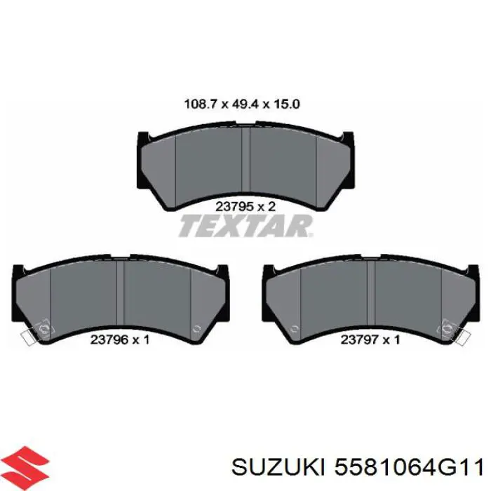 Передние тормозные колодки 5581064G11 Suzuki