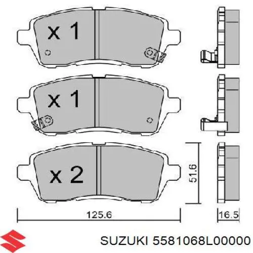 Передние тормозные колодки 5581068L00000 Suzuki