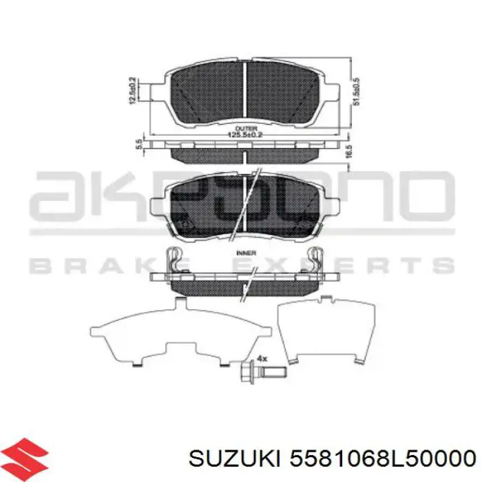 Купить 5581068L50000 Suzuki Колодки тормозные