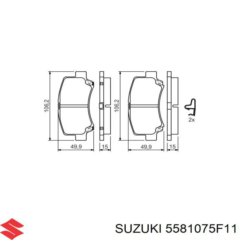 Передние тормозные колодки 5581075F11 Suzuki