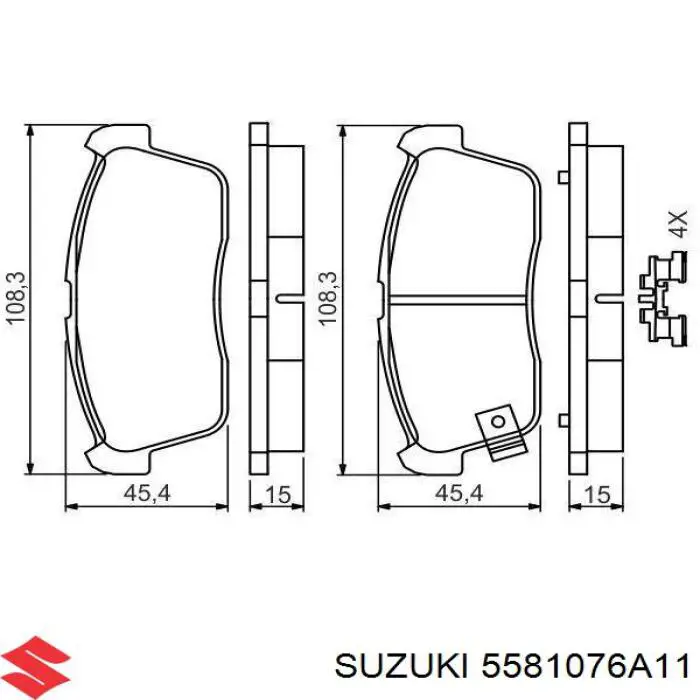 Передние тормозные колодки 5581076A11 Suzuki