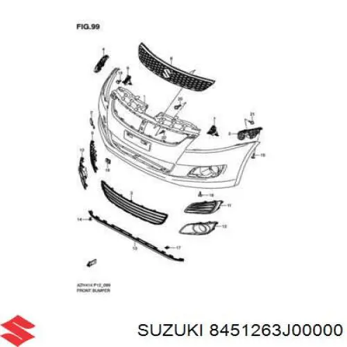 Купить 8451263J00 Suzuki Молдинг лобового стекла верхний