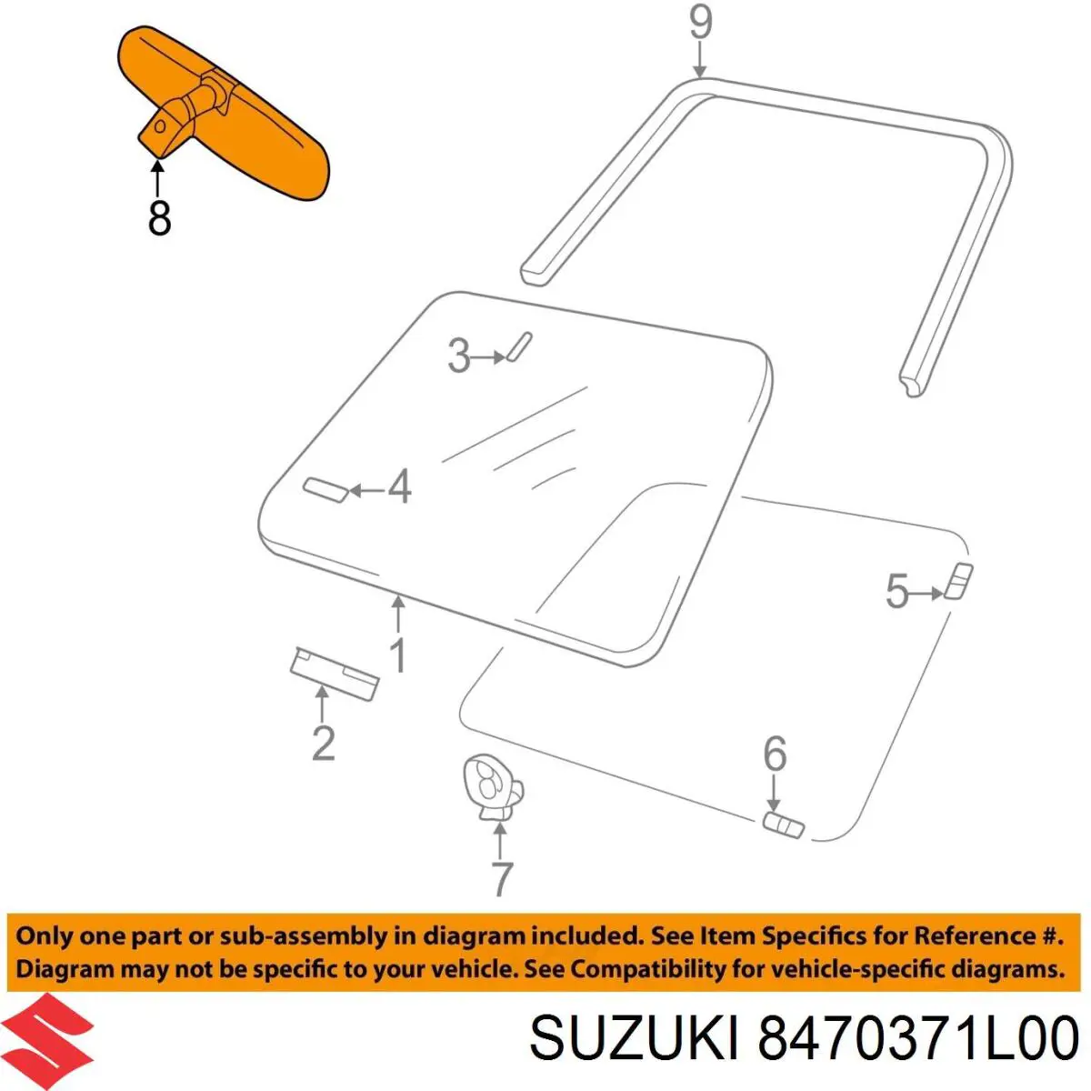 Зеркало салона внутреннее Suzuki 8470371L00 цена, от 11.33 USD