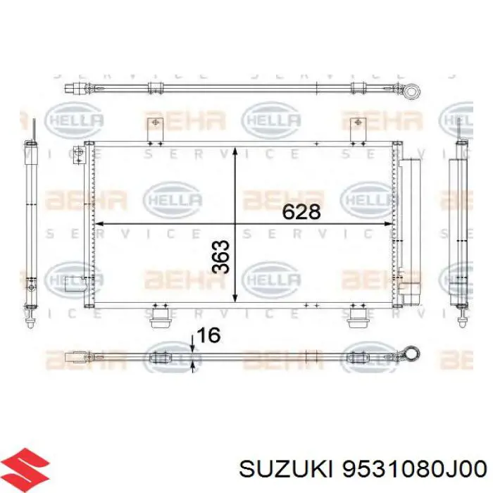 Радиатор кондиционера 9531080J00 Suzuki