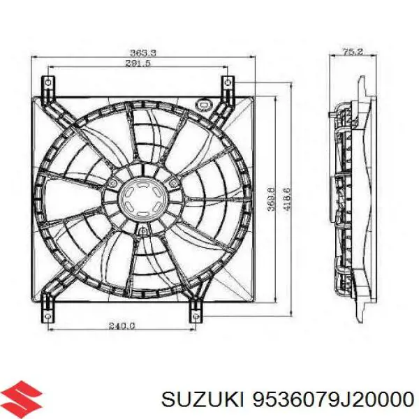 Диффузор вентилятора в сборе с мотором и крыльчаткой 9536079J20000 Suzuki