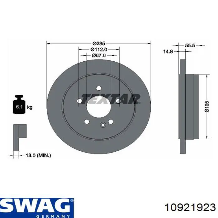 Задний тормозной диск Swag 10921923 цена, от 40.04 USD