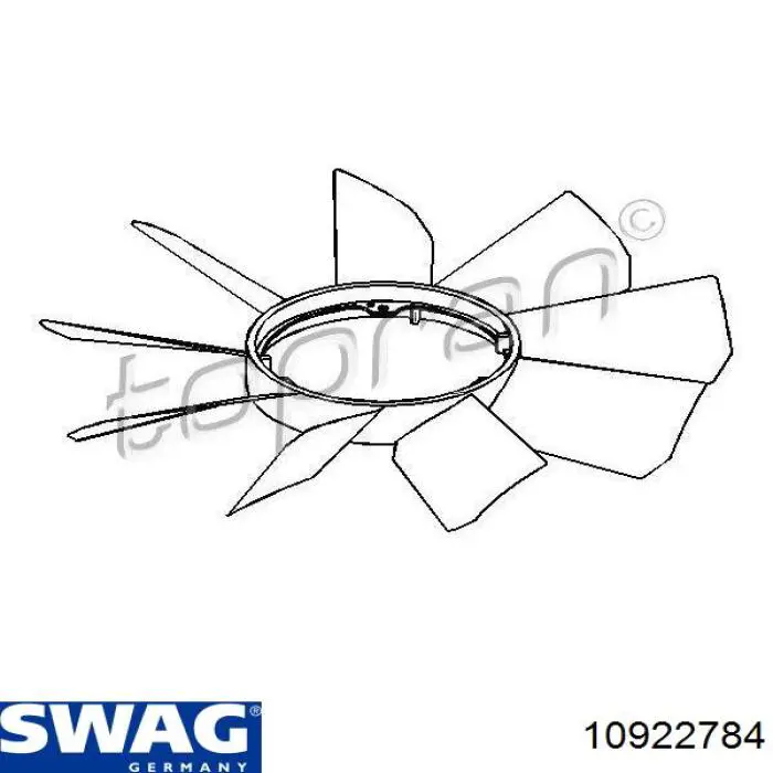 Крыльчатка радиатора охлаждения 10922784 Swag