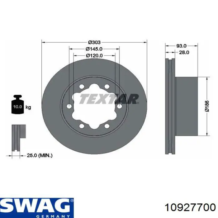 Задний тормозной диск Swag 10927700 цена, от 52.57 USD