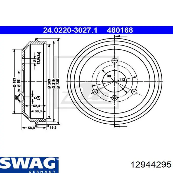 Барабан тормозной задний Swag 12944295 цена, от 25.66 USD
