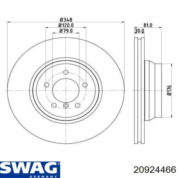 Передний тормозной диск Swag 20924466