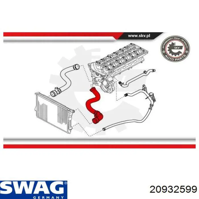 Шланг радиатора охлаждения Swag 20932599 цена, от 19.87 USD