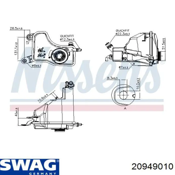 Бачок системы охлаждения двигателя расширительный Swag 20949010 цена, от 38.50 USD