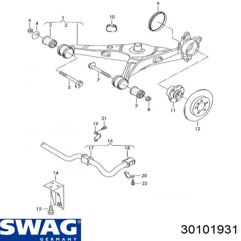 Резинка заднего стабилизатора Swag 30101931 цена, от 4.35 USD