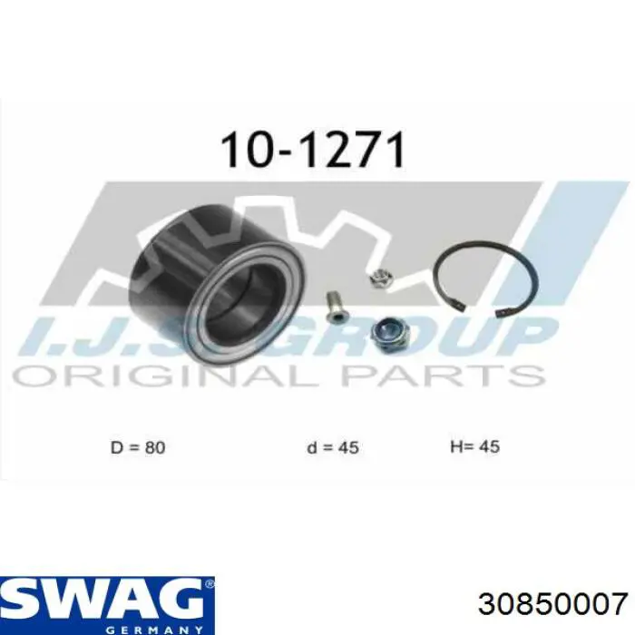 Ступичный подшипник передний Swag 30850007