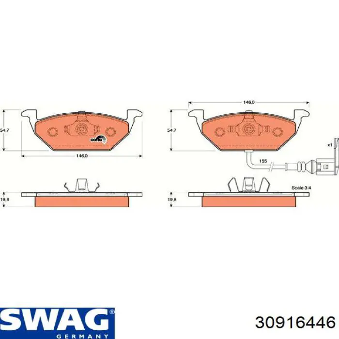Колодки Swag 30916446 цена, от 22.55 USD