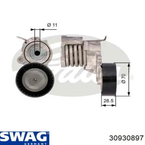 Натяжитель приводного ремня 30930897 Swag