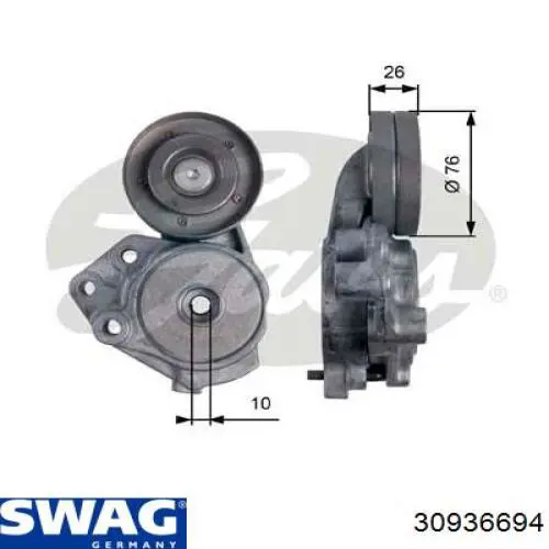 Роликовий модуль натяжителя ремня Swag 30936694 цена, от 39.69 USD