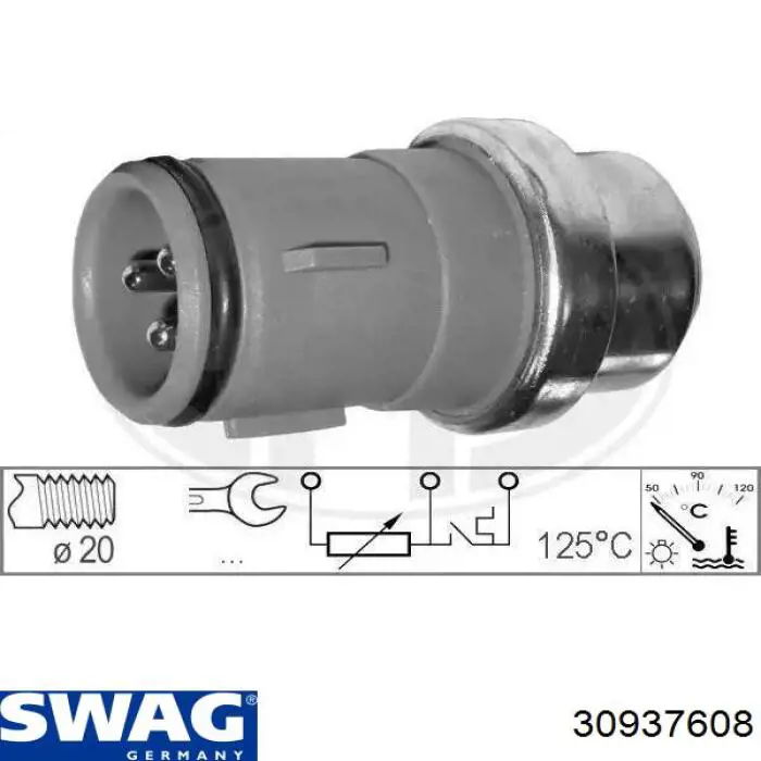 Датчик температуры охлаждающей жидкости 30937608 Swag