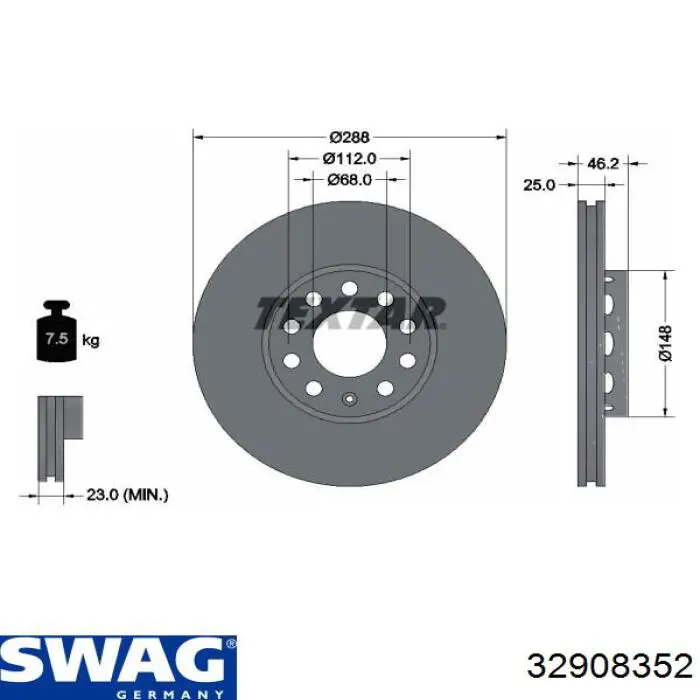 32908352 Swag Диск тормозной передний